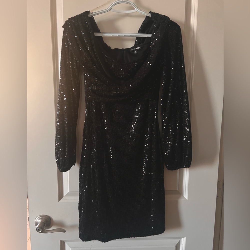 Sequin Black Mini Dress